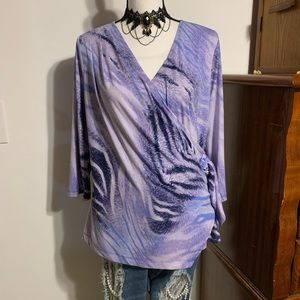 Simontonsays Purple Animal Print Wrap Blouse
